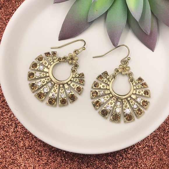 Fashion Jewelry Jewelry - 🌼 Rhinestone Gold Fancy Scoop Dangle Earrings